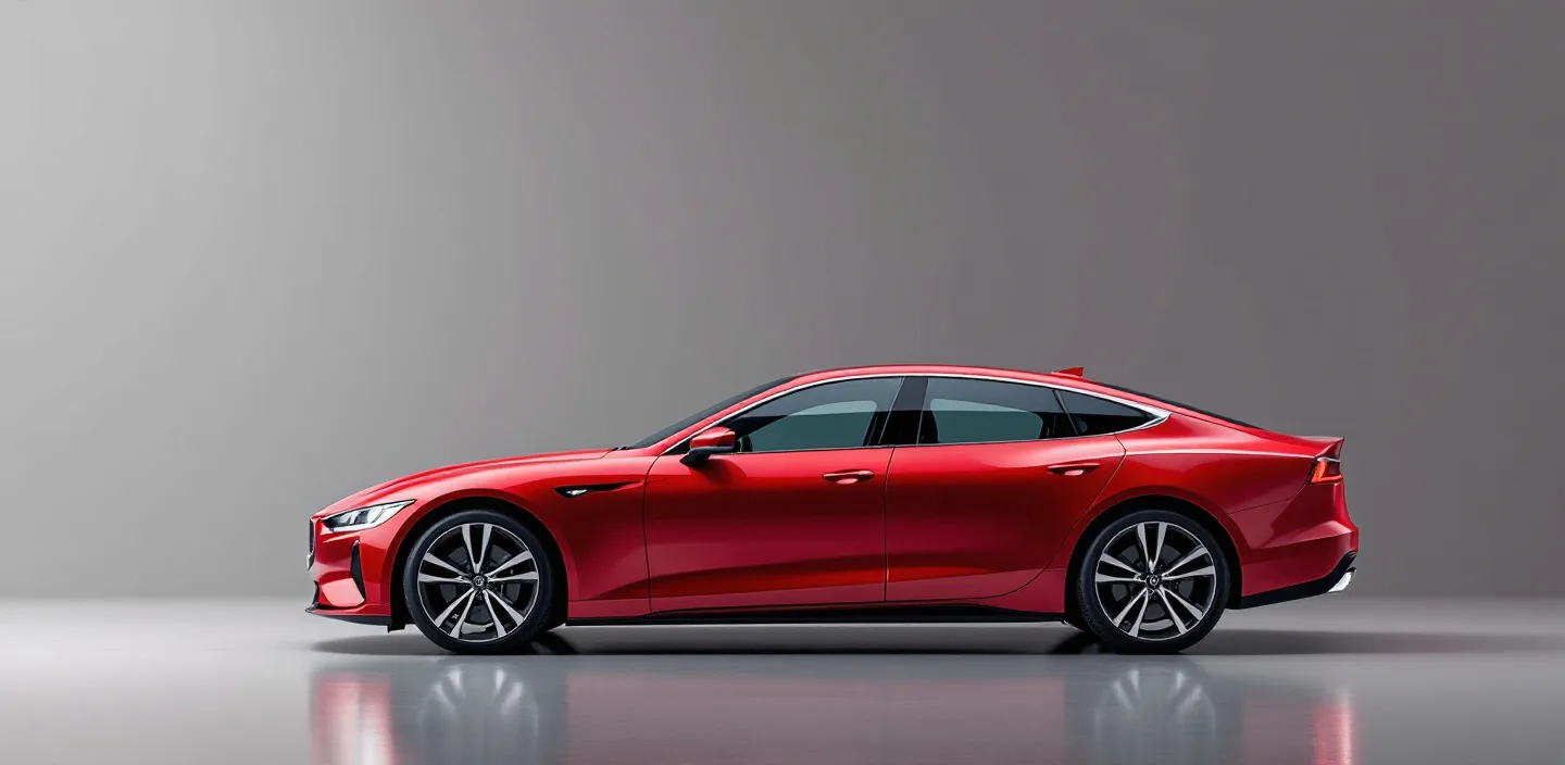 Kırmızı sedan yan profil